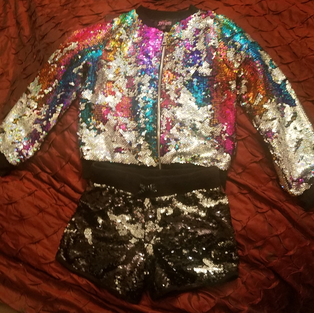 Mermaid sequin jacket and shorts
